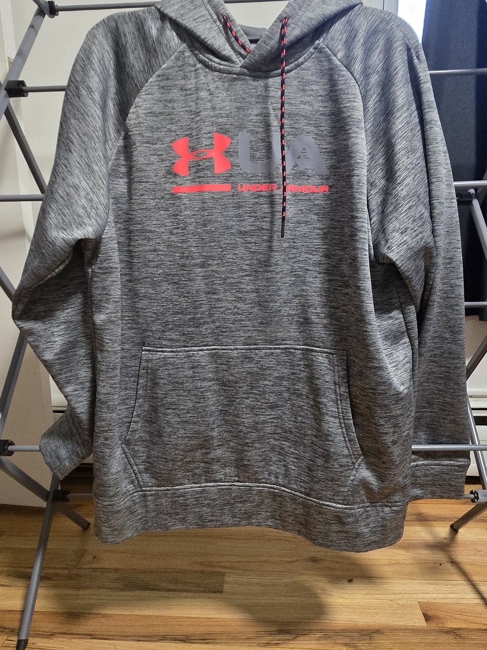 Under Armour Gray Heather Pullover Hoodie with Red Logo